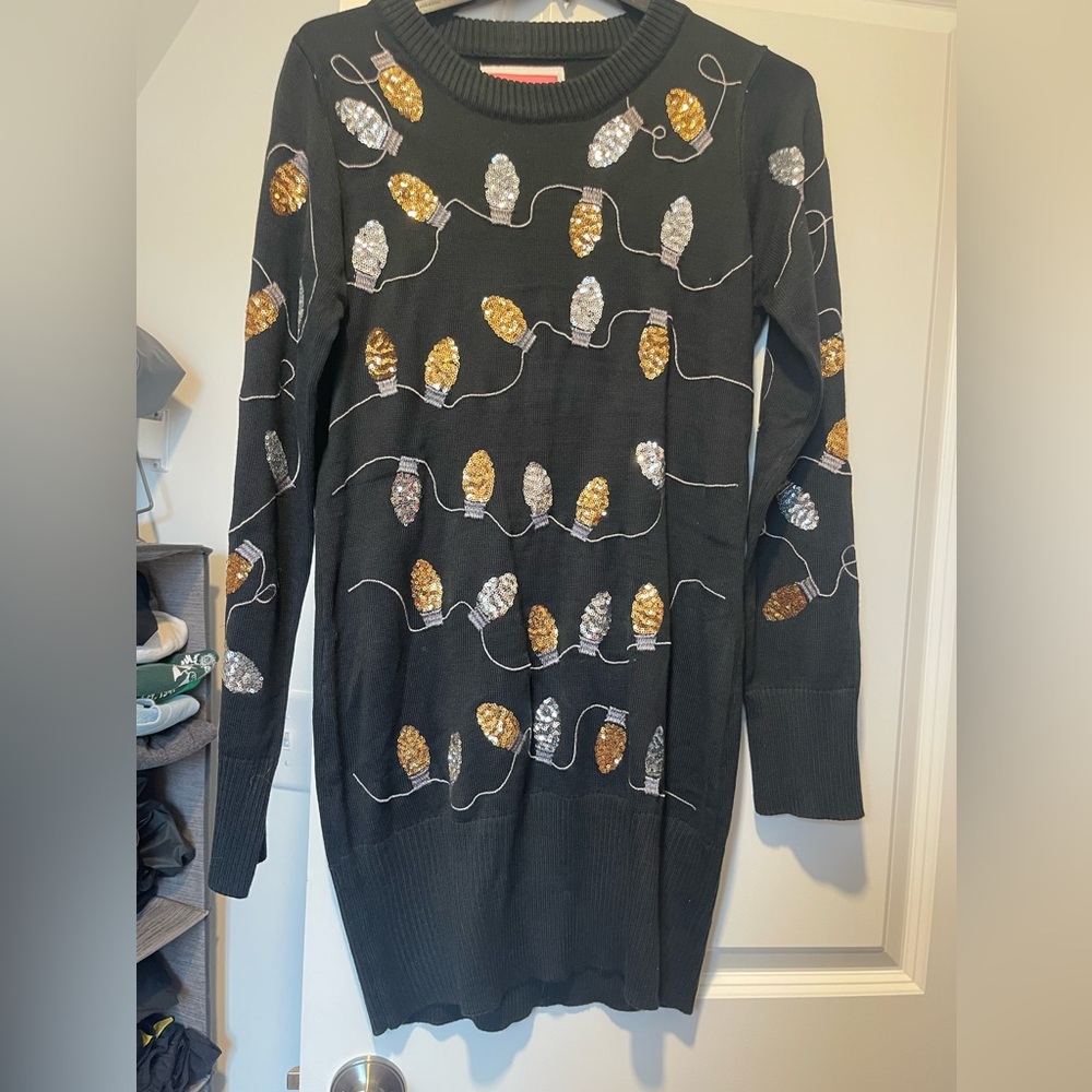 Tipsy Elves Holiday Lights Sweater Dress